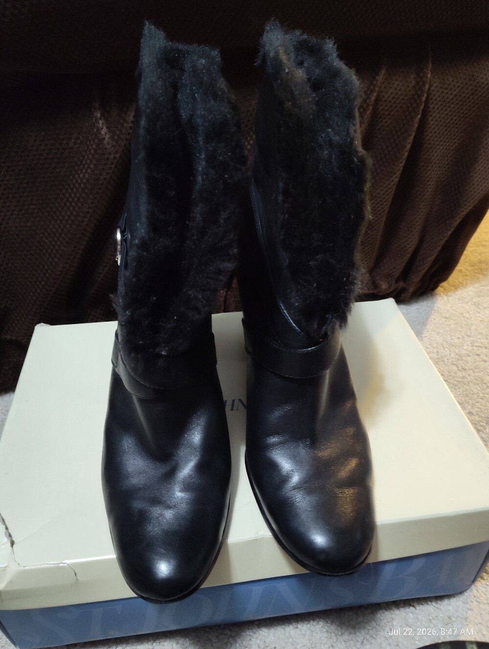 Black Faux Fur Lined Ankle Boots